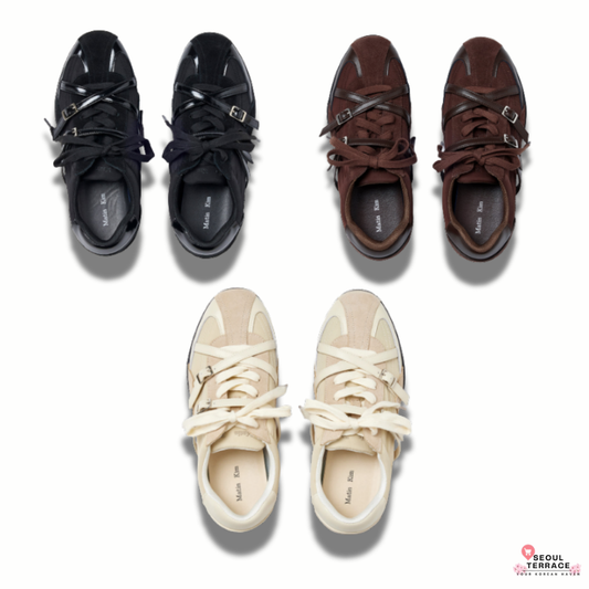 Matin Kim Cross Strap Suede Block Sneakers