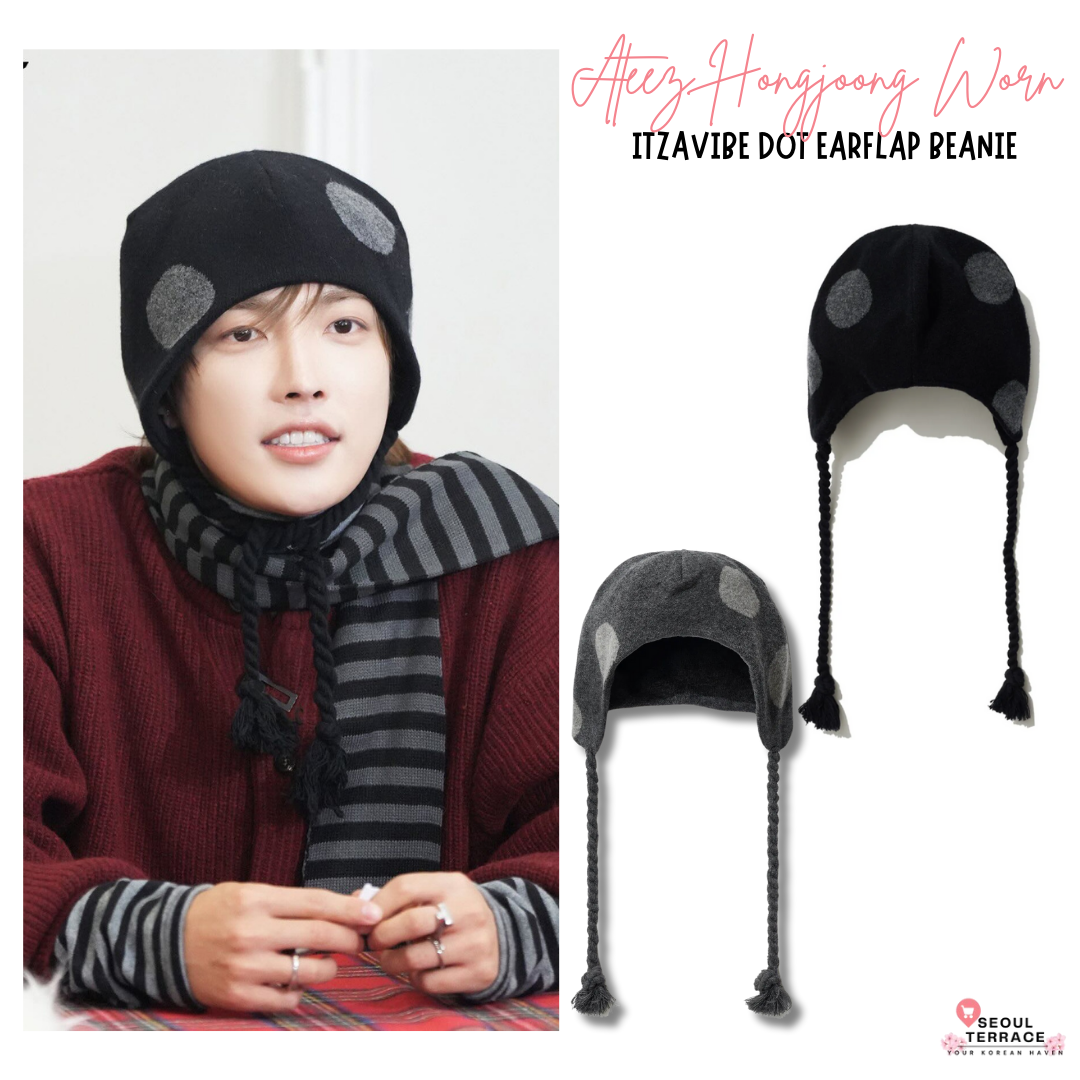 [Ateez Hongjoong Worn] Itzavibe Dot Earflap Beanie