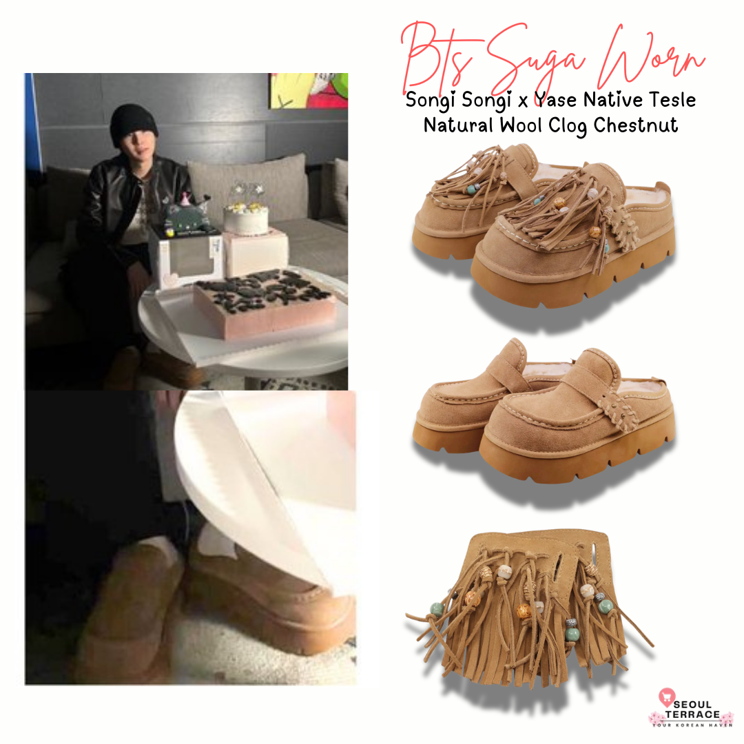 [BTS Suga Worn] Songi Songi × Yase Native Tassel Natural Wool Clog
