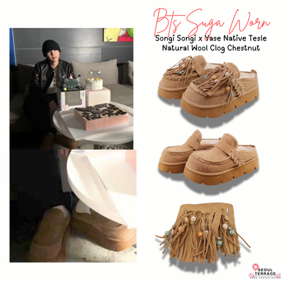 [BTS Suga Worn] Songi Songi × Yase Native Tassel Natural Wool Clog
