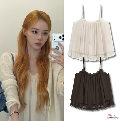 [Aespa Winter Worn] Sunburn Project Angle Lace Sleeveless Blouse