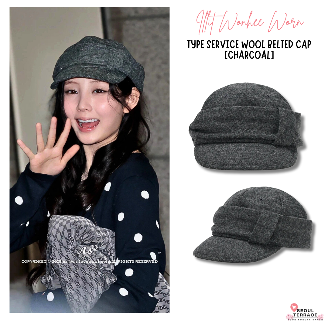[Illit Wonhee Worn] Type Service Wool Belted Cap [Charcoal]