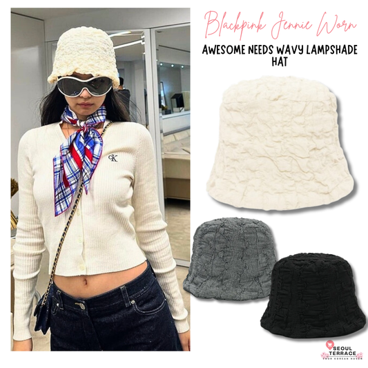 [Blackpink Jennie Worn] Awesome Needs Wavy Lampshade Hat_Puff Cream