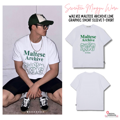 [Seventeen Mingyu Worn] Wai kei Maltese Archive Line Graphic Short Sleeve T-Shirt