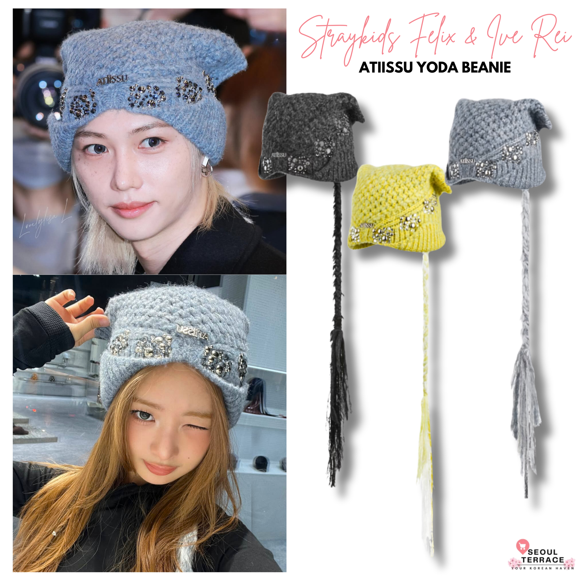 Straykids Felix & Ive Rei Worn] Atiissu Yoda Beanie – SEOUL TERRACE