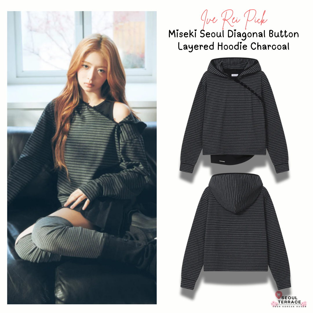 [Ive Rei Pick] Miseki Seoul Diagonal Button Layered Hoodie