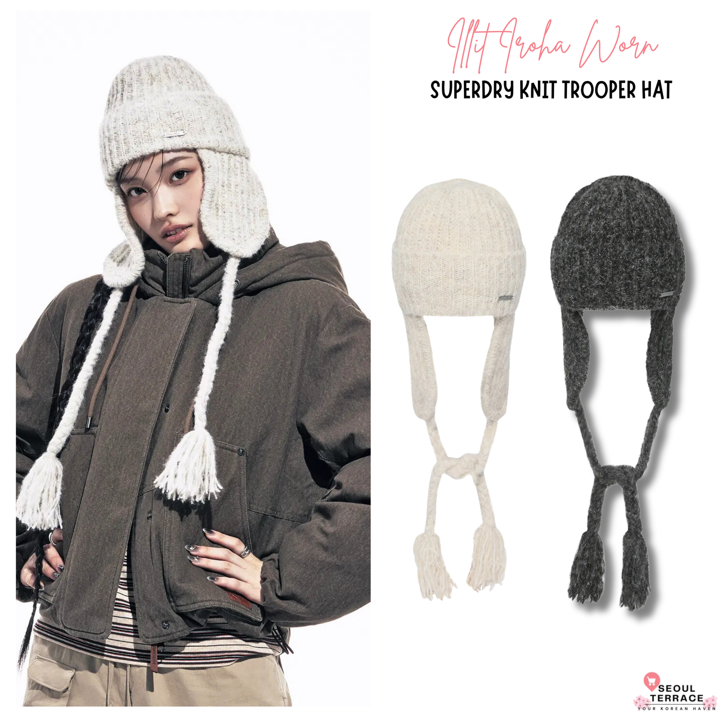 [Illit Iroha Worn] Superdry Knit Trooper Hat