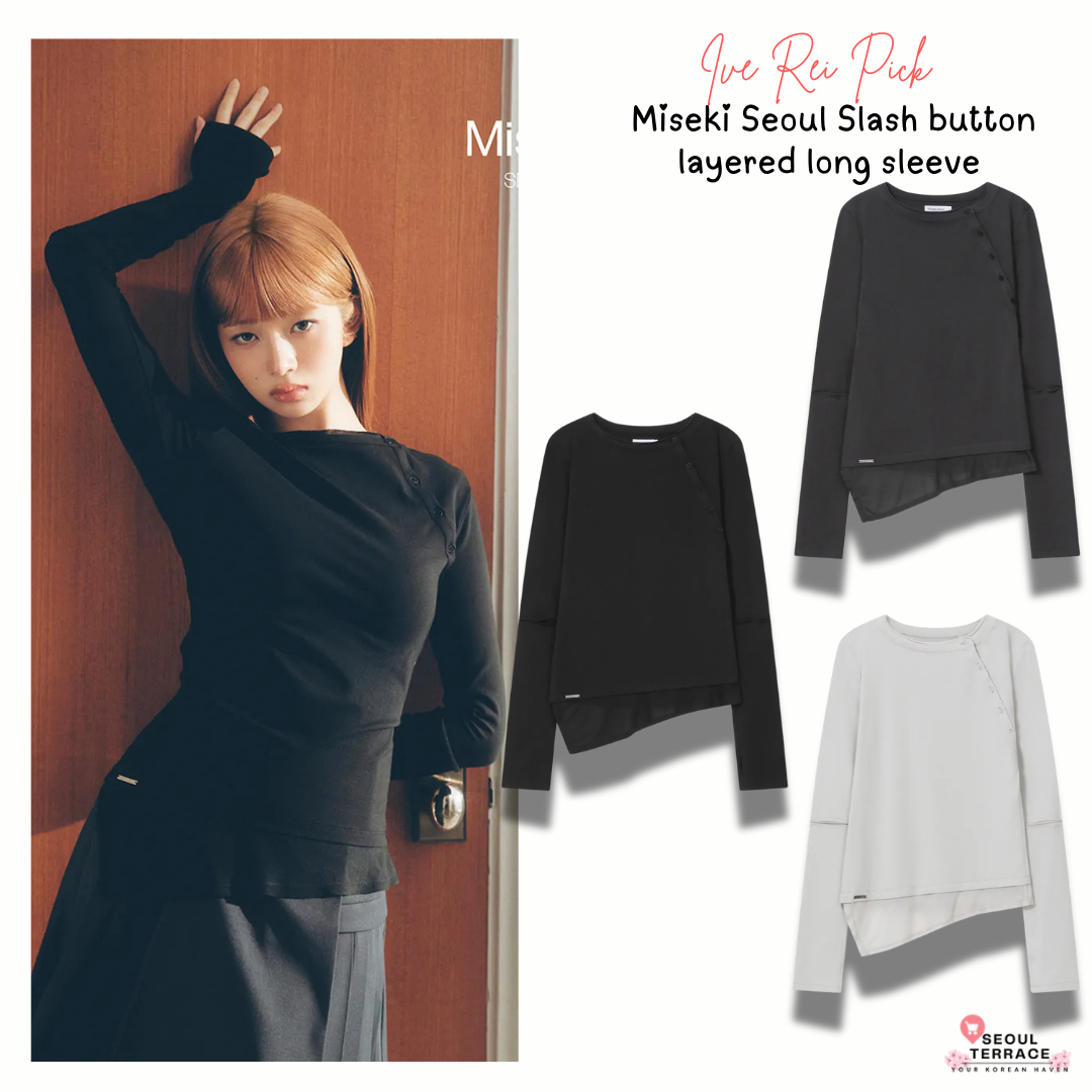 [Ive Rei Pick] Miseki Seoul Slash Button Layered Long Sleeve