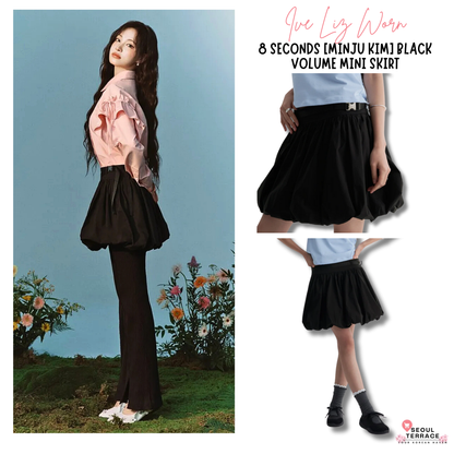 [Ive Liz Worn] 8 Seconds X Minju Kim Black Volume Mini Skirt