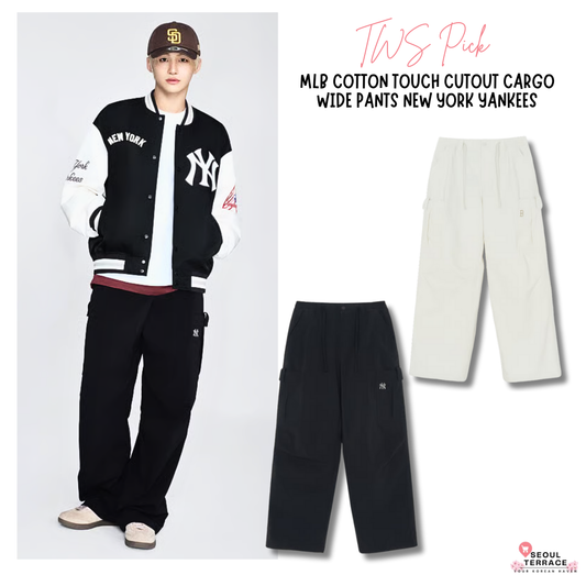 [TWS Pick] MLB Cotton Touch Cutout Cargo Wide Pants New York Yankees