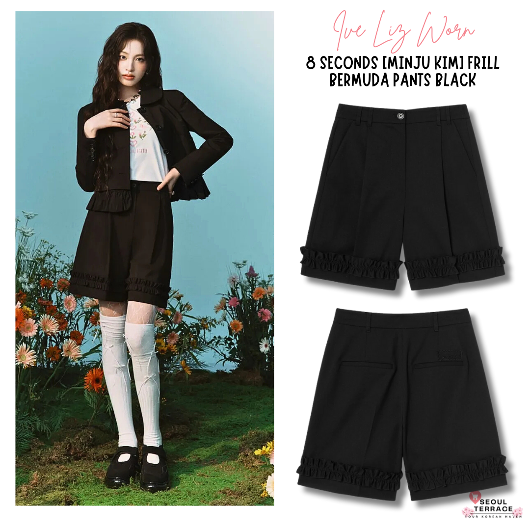 [Ive Liz Worn] 8 Seconds X Minju Kim Frill Bermuda Pants Black