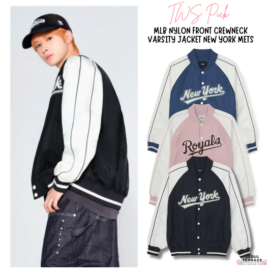 [TWS Pick] MLB Nylon Front Crewneck Varsity Jacket New York Mets