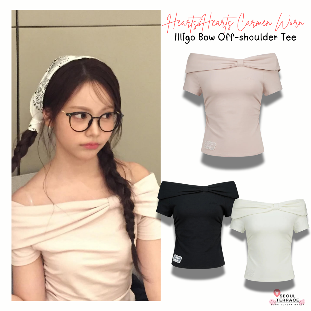 [Hearts2Hearts Carmen Worn] Illigo Bow Off-shoulder Tee
