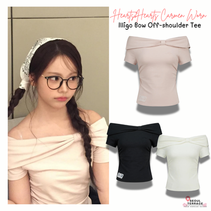 [Hearts2Hearts Carmen Worn] Illigo Bow Off-shoulder Tee