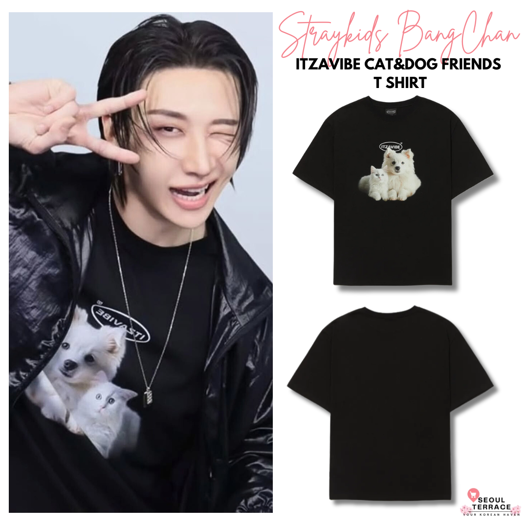 [Straykids BangChan Worn] Itzavibe Cat&Dog Friends T-Shirt