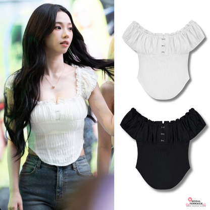 [Aespa Karina Worn] ROCKCAKE Curve Line Corset Blouse