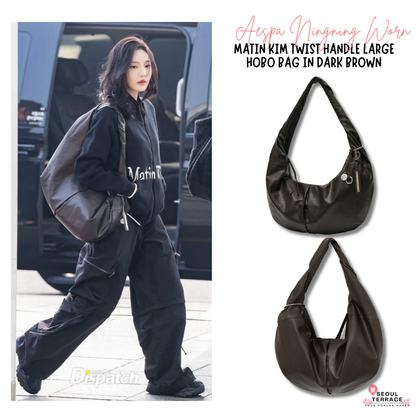 [Aespa Ningning Worn] Matin Kim Twist Handle Large Hobo Bag Dark Brown