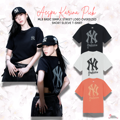 [Aespa Karina Pick 26 Summer] MLB Basic Simple Street Logo Oversized Short Sleeve T-shirt