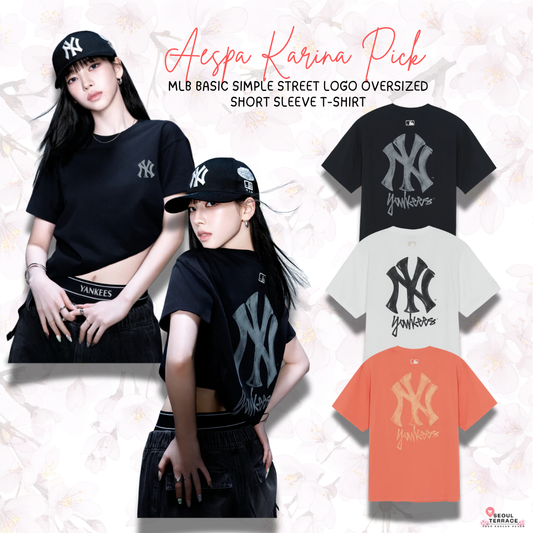 [Aespa Karina Pick 26 Summer] MLB Basic Simple Street Logo Oversized Short Sleeve T-shirt