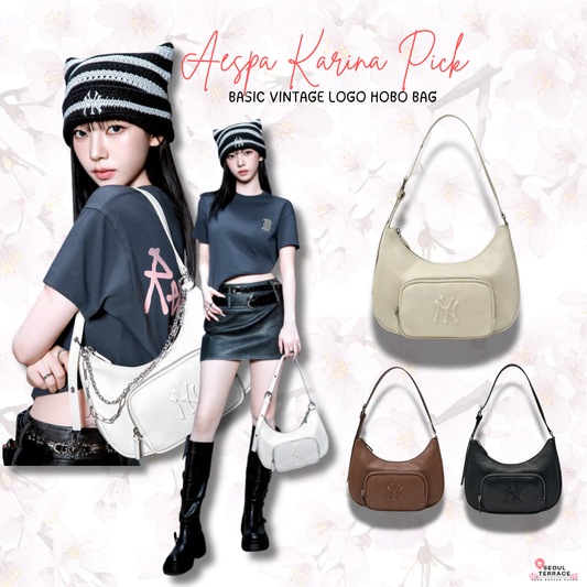 [Aespa Karina Pick 26 Summer] MLB Basic Vintage Logo Hobo Bag New York Yankees