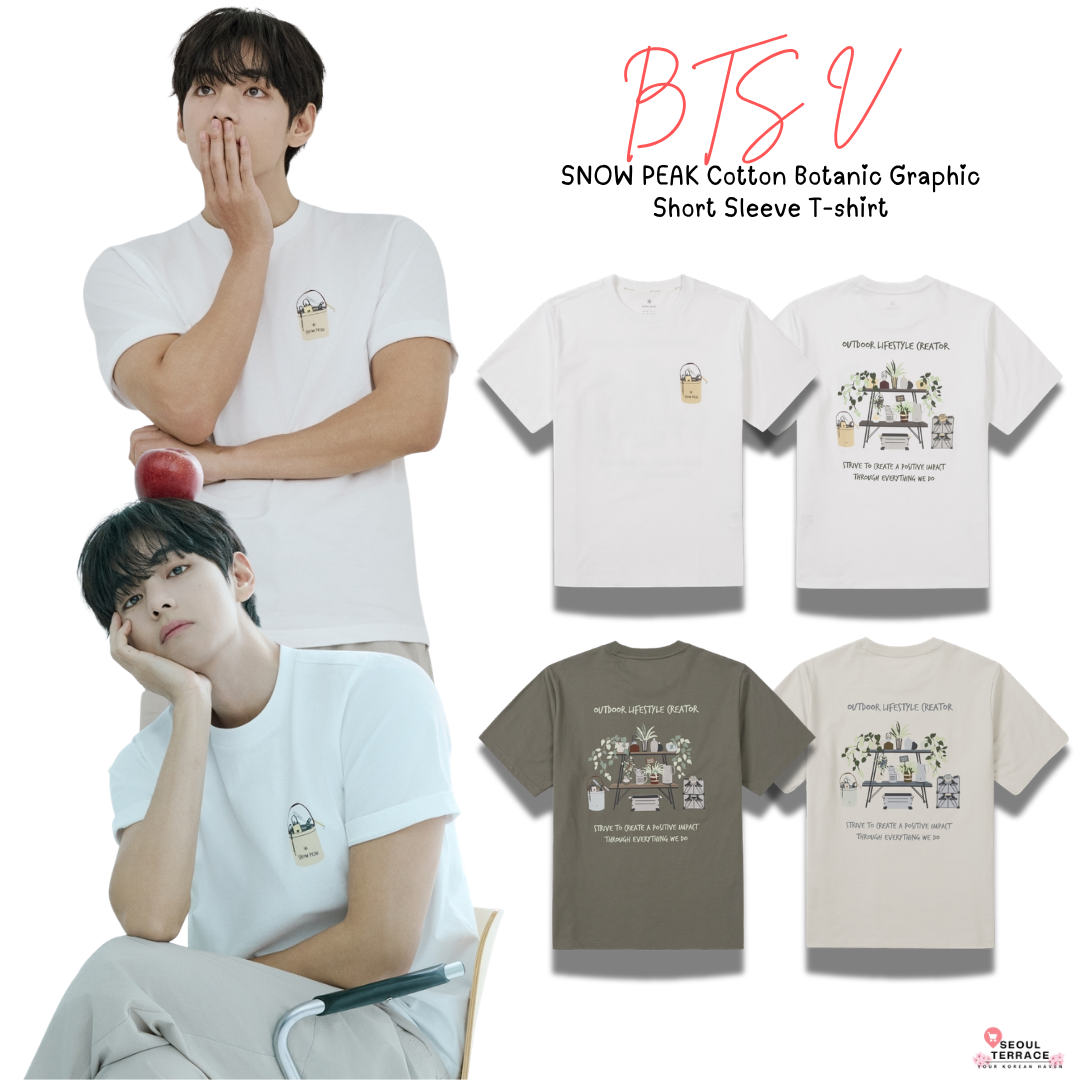 [BTS V Pick]26 Summer Snow Peak Cotton Botanic Graphic Short Sleeve T-shirt
