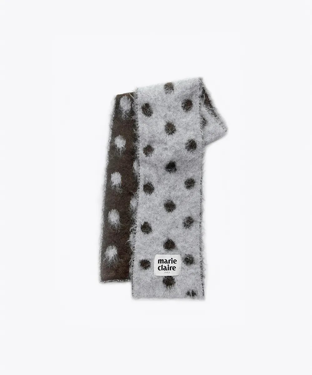 Marie Claire (FW25) Paris Collection - Dot Reversible Wool Muffler (Gray,Black)