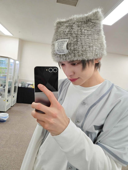 [TXT Yeonjun Worn] AWESOME NEEDS Handicraft Knit Cat Hat