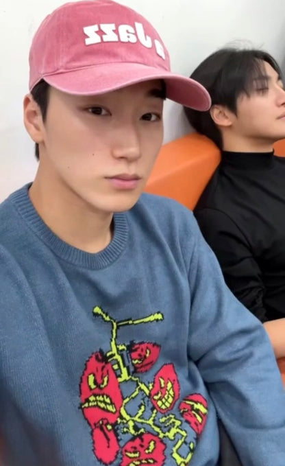[Ateez San Worn] YESEYESEE Cherry Tomatoes Graphic Knit Pullover