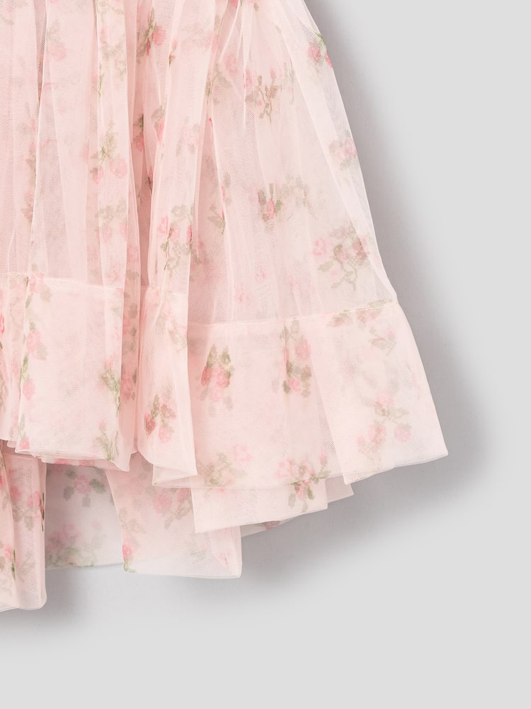 IVE Liz X [Minju Kim] Flower Pattern Sleeveless One-Piece Dress - Light Pink