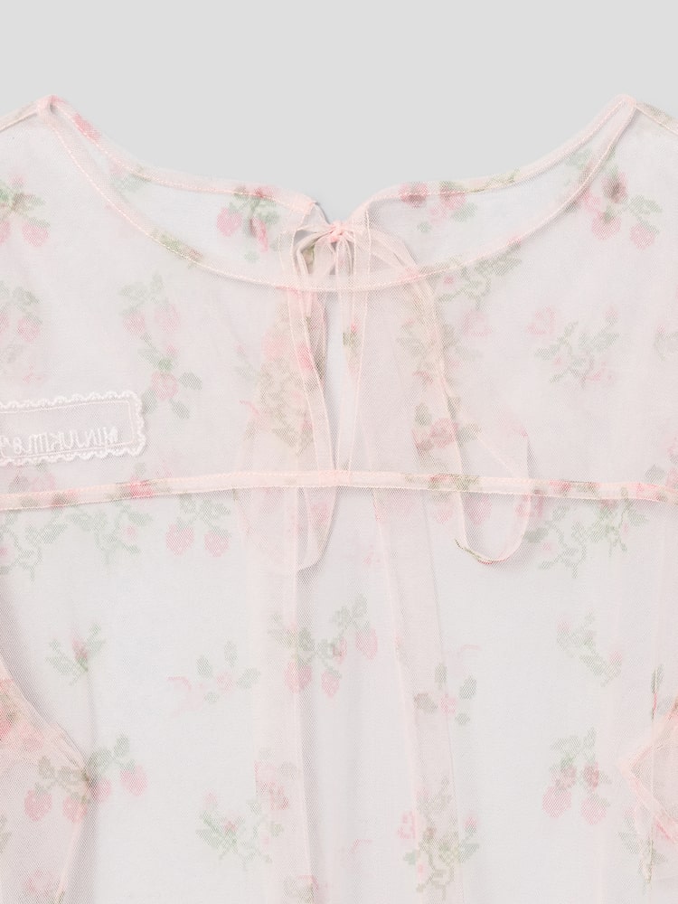 IVE Liz X [Minju Kim] Flower Pattern Sleeveless One-Piece Dress - Light Pink