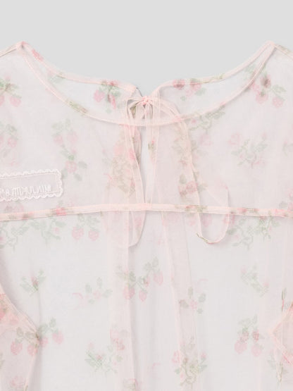 IVE Liz X [Minju Kim] Flower Pattern Sleeveless One-Piece Dress - Light Pink