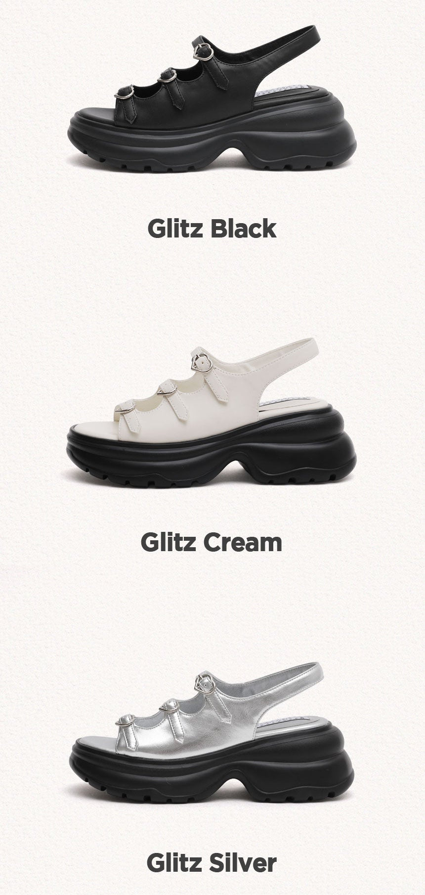 [StayC X Macmoc] Glitz Platform Heart-Decorated Sandals (7cm)