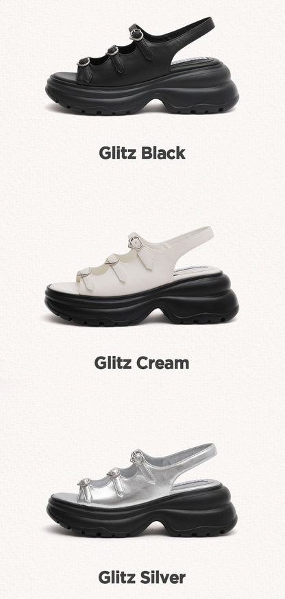 [StayC X Macmoc] Glitz Platform Heart-Decorated Sandals (7cm)