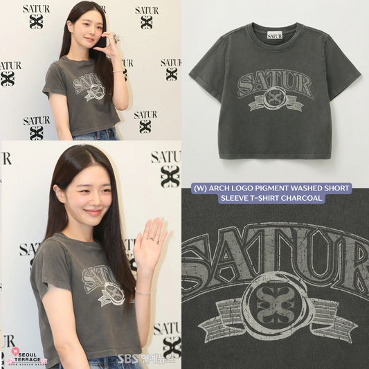 [Park Gyu-young Pick] Satur Arch Logo Pigment Washed Short Sleeve T-Shirt