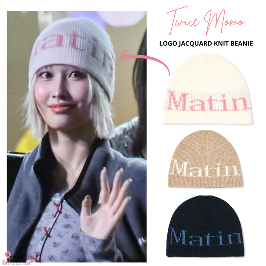 [Twice Momo Pick] Matin Kim Logo Jacquard Knit Beanie