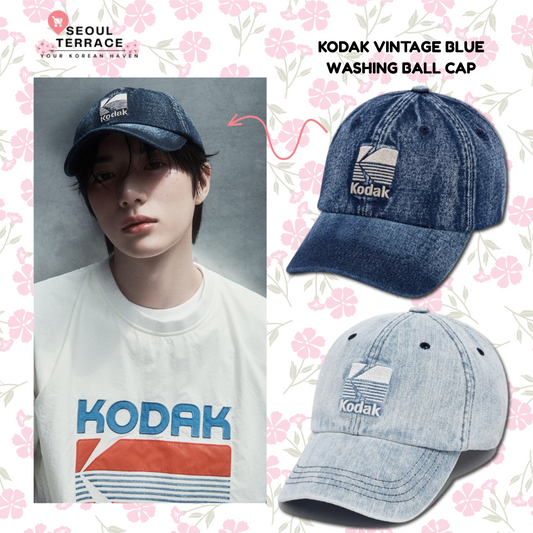 [TXT Beomgyu Worn] Kodak Vintage Blue Washing Ball Cap
