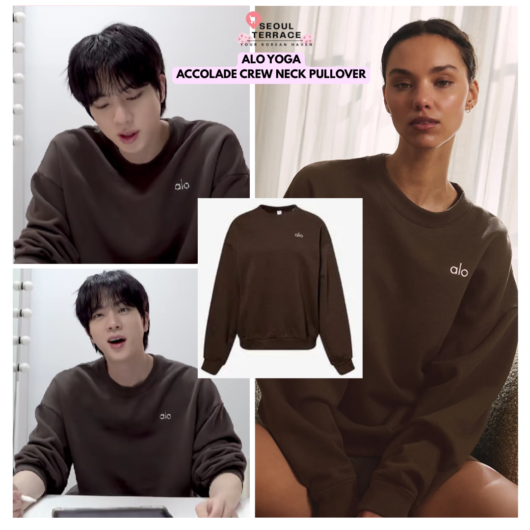 BTS Jin Worn] Alo Yoga Accolade Crew Neck Pullover-Espresso