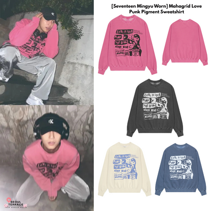 [Seventeen Mingyu Worn] Mahagrid Love Punk Pigment Sweatshirt