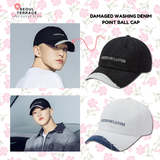SEVENTEEN Hoshi X 25SS ADLV Damaged Washing Denim Point Ball Cap
