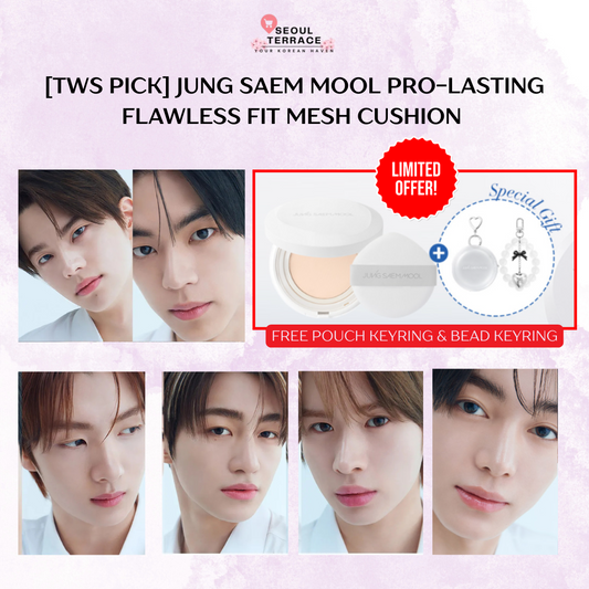 [TWS PICK] Jung Saem Mool Pro-lasting  Flawless Fit Mesh Cushion + Free Pouch Keyring & Bead Keyring
