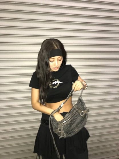 [Twice Jihyo Pick] Matin Kim Matin Washed Denim Mini Hobo Bag