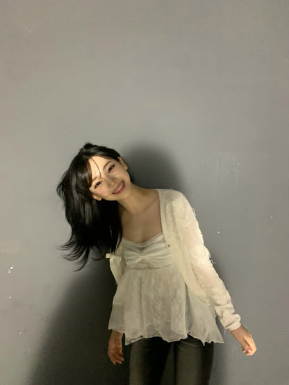 [Aespa Karina Worn] PLAIN OR PLEASURE Rose Shirring Top