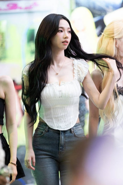 [Aespa Karina Worn] ROCKCAKE Curve Line Corset Blouse