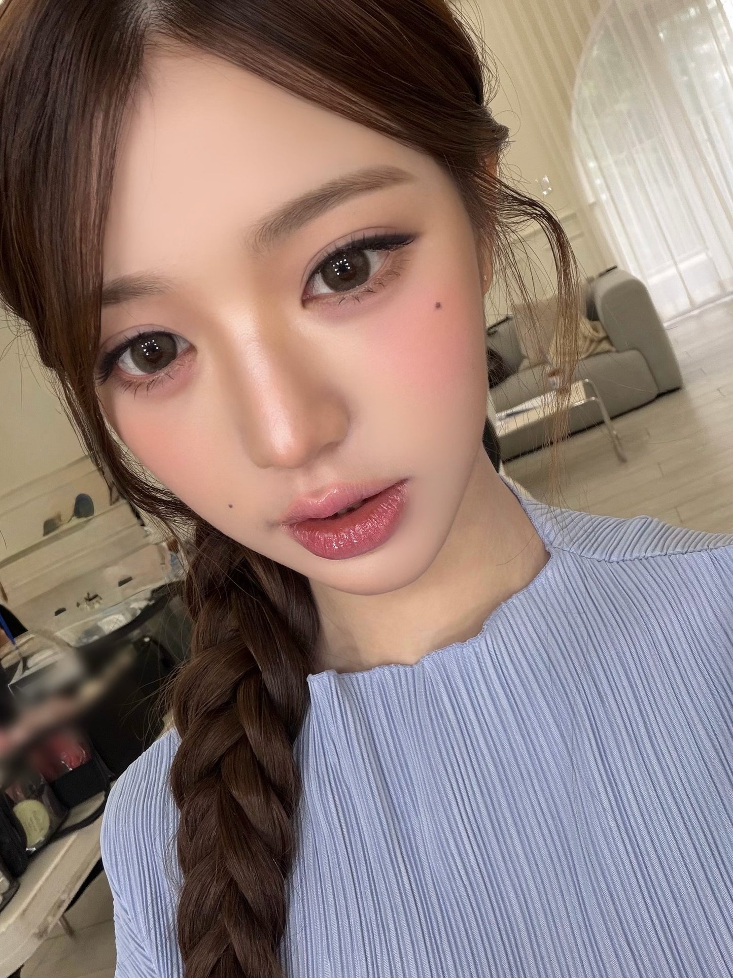 [Ive Jang Wonyoung Worn] IT'S MISHA Pleated Half Sleeve T-shirt