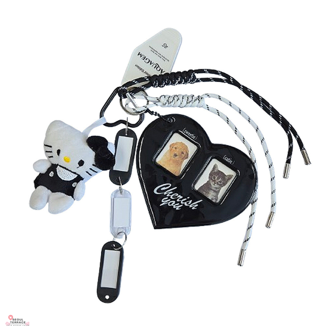 Huecloset Black Hellokitty Cat Heart Keychain