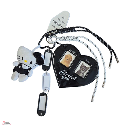 Huecloset Black Hellokitty Cat Heart Keychain