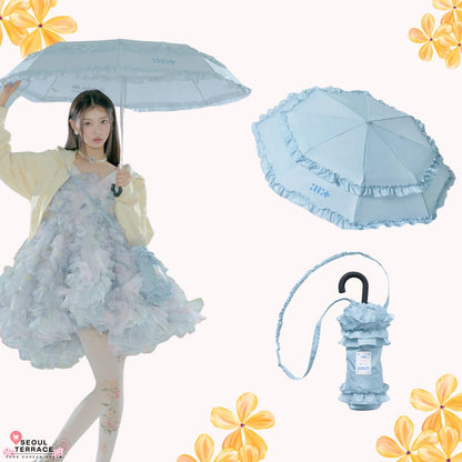 ILLIT x ROCKFISH WEATHERWEAR -  SHORT FRILLED UMBRELLA - SKY BLUE