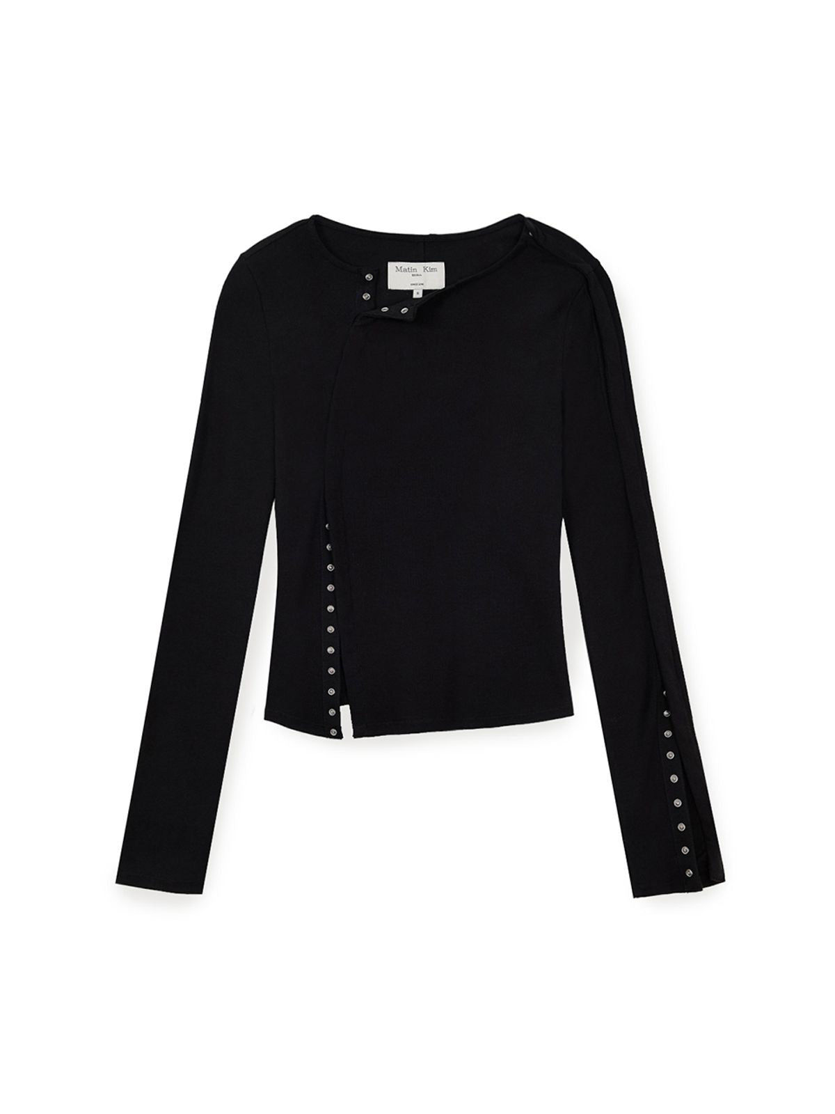 [Ive Leeseo Worn] Matin Kim Snap Detail Slim Top - Black