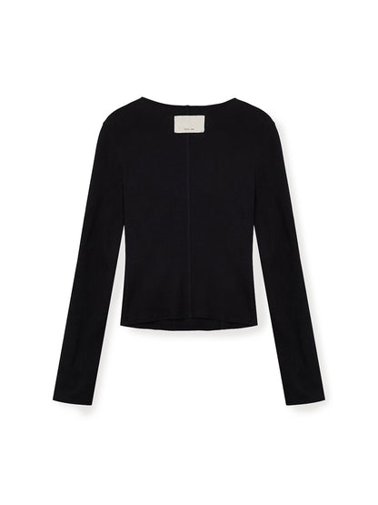 [Ive Leeseo Worn] Matin Kim Snap Detail Slim Top - Black