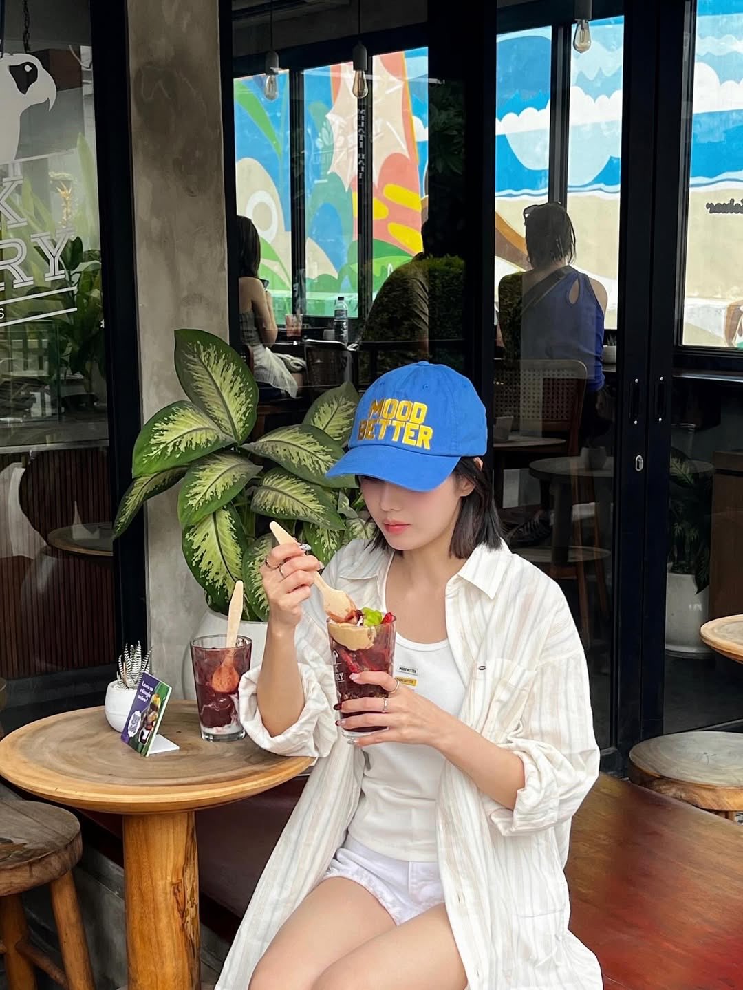 MoodBetter LOGO BALL CAP BLUE Seen Worn by Eunbi Kwon